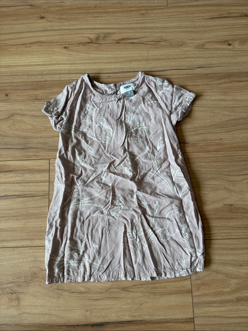 Old Navy Blush Pink Floral Short-Sleeve Tunic